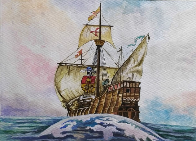 V CENTENARIO Watercolour Paper Marine Painting