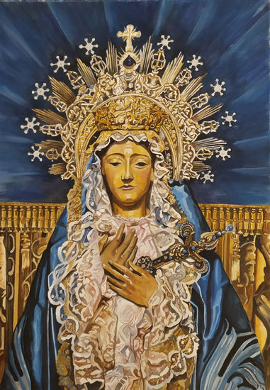 VIRGEN DE LOS DOLORES Acuarela Papel Figura