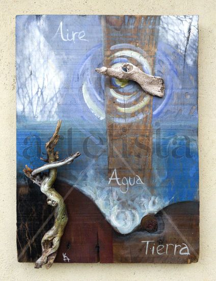 Aire. Agua. Tierra revoltosa. Oil Panel Marine Painting