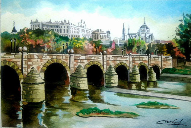 PUENTE SEGOVIA Acuarela Papel Paisaje