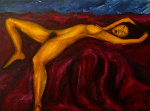 Pose tumbada Oil Canvas Figure Painting