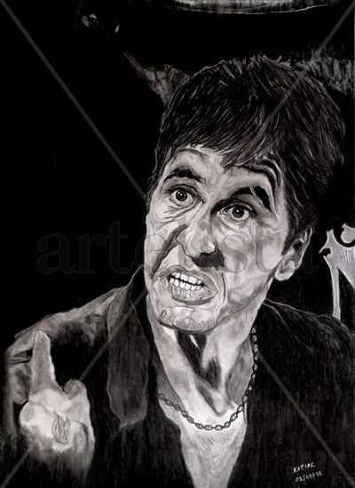 Al Pacino Scarface Lápiz (Negro) Papel Retrato