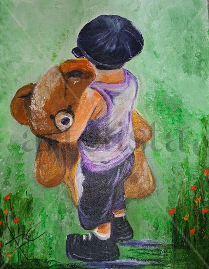 MI OSO Y YO Acrylic Canvas Figure Painting