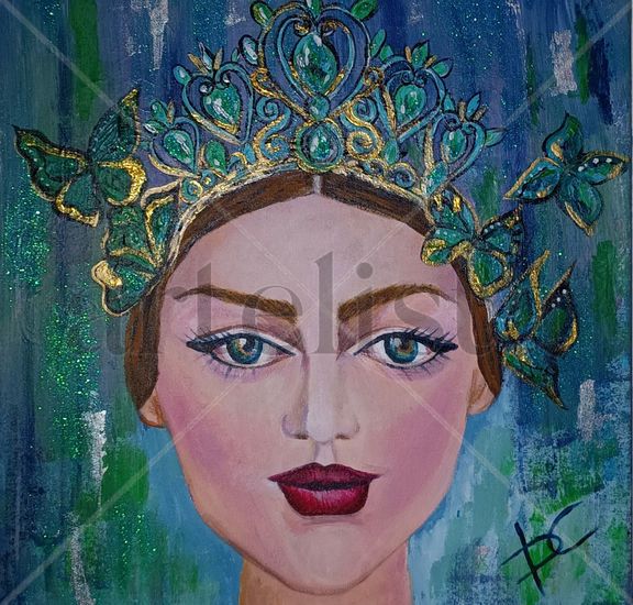 NINFA DE LAS MARIPOSAS Acrylic Canvas Portrait