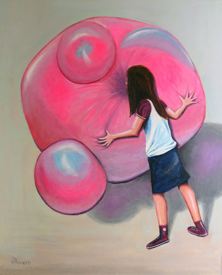 El globo de chicle Acrylic Canvas Figure Painting