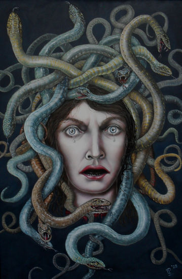 Medusa/Perseus Oil Panel Portrait