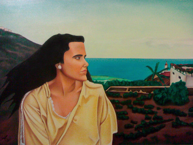 La pensadora de Lanzarote Óleo Lienzo Retrato