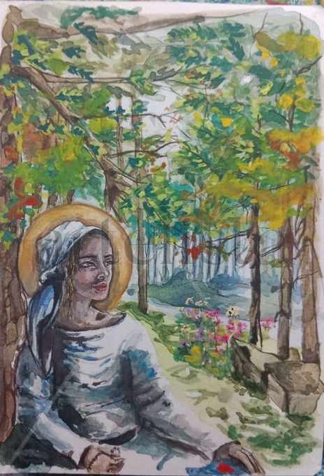 María, flores...