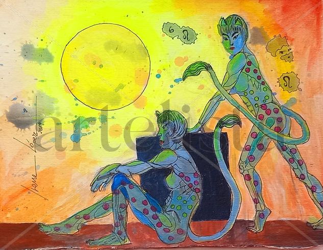 LOS RIJE EL SOL Acrylic Paper Figure Painting