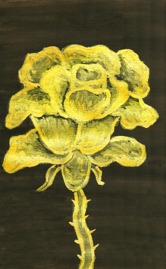 Golden rose 2 Gouache Papel Floral