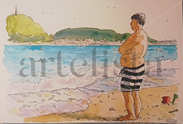 Bañista num. 37 Watercolour Paper Marine Painting