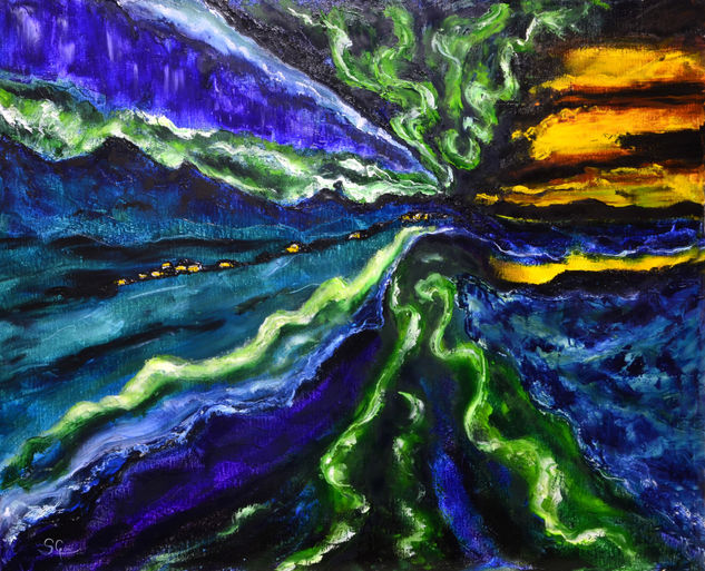 Aurora borealis 2 Oil Canvas Landscaping