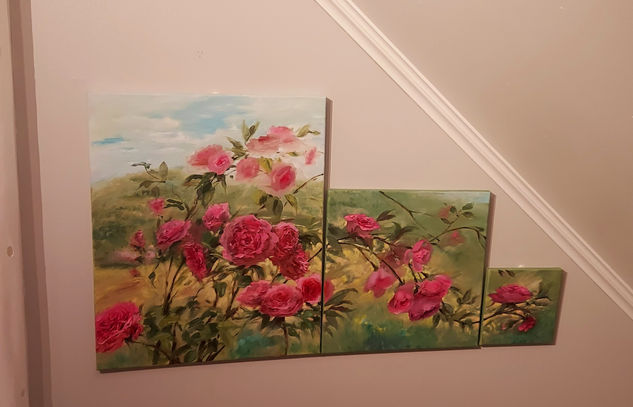 Wild Roses Oil Canvas Floral Painting