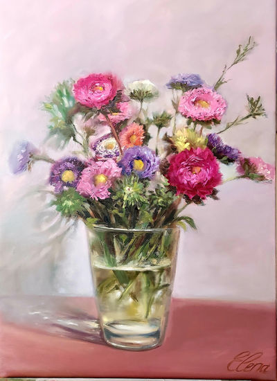 'Happy flowers' Oil Canvas Floral Painting