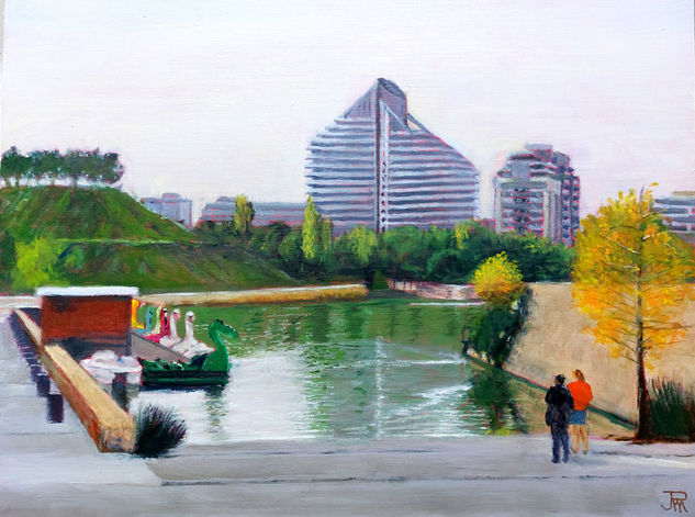 Jardín del Turia VIII. Lago del parque de cabecera Oil Panel Landscaping