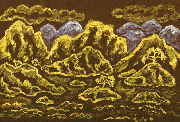 Golden hills Gouache Papel Paisaje