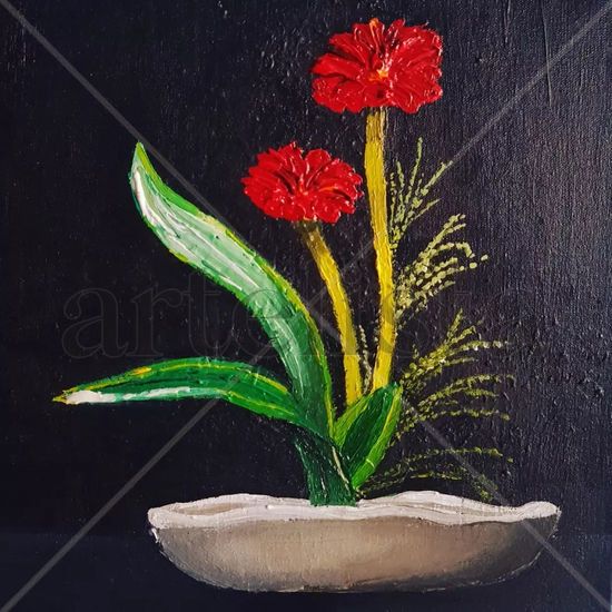 florero IV Oil Canvas Floral Painting