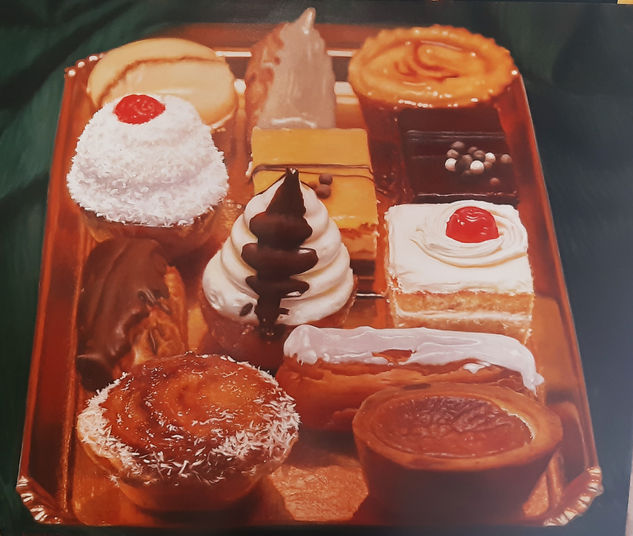 Bandeja de pasteles Oil Canvas Still Life Paintings