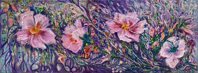 Violet Retinas (Dyptich) Oil Canvas Floral Painting