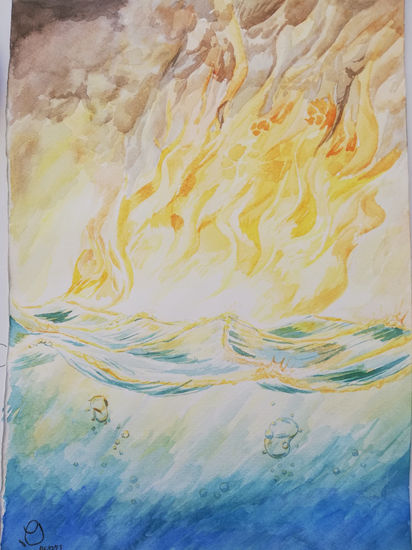 Fuego en el agua Watercolour Paper Landscaping