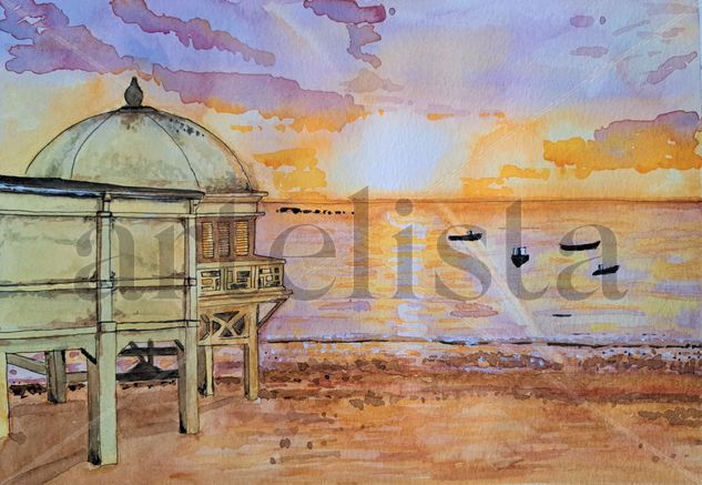 Balneario de La Caleta Cádiz Watercolour Paper Marine Painting