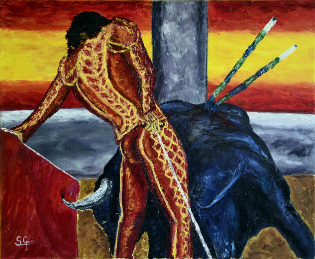 Sangre y arena Oil Canvas Figure Painting