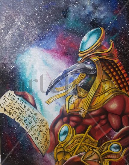 Thoth Oil Panel Figure Painting