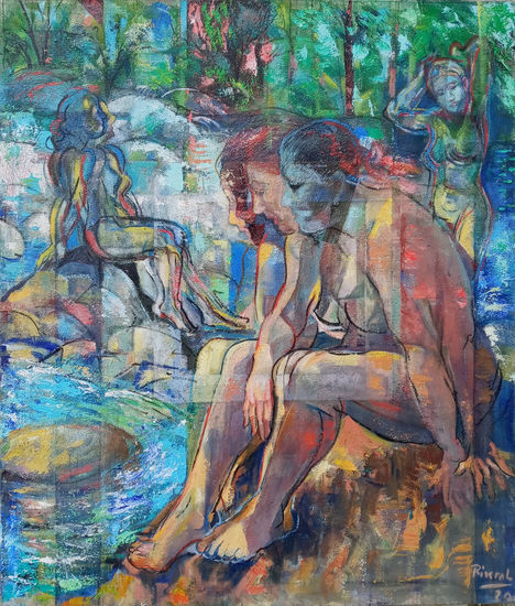 Bañistas en el Freser Acrylic Canvas Nude Paintings