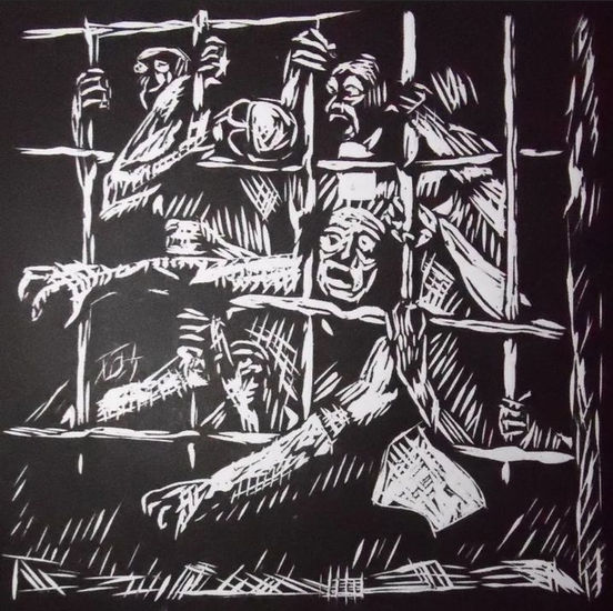 Huid - Apropiación del locutorio de San bernardo de bandolero ressendi Linocut