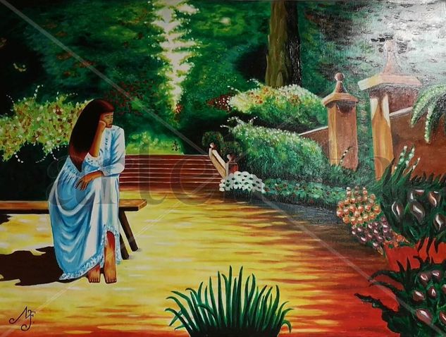 Mujer en el parque Acrylic Canvas Others