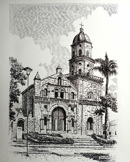 Original_Iglesia San Joaquin_Curití_Santander Ink