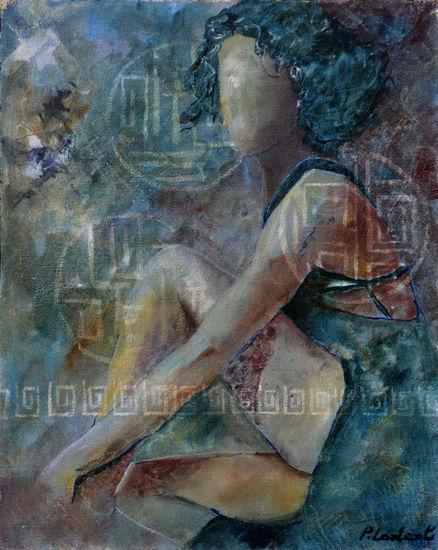 Sitting Oil Canvas Figure Painting