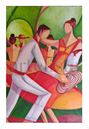 La pollera colorá Oil Canvas Figure Painting