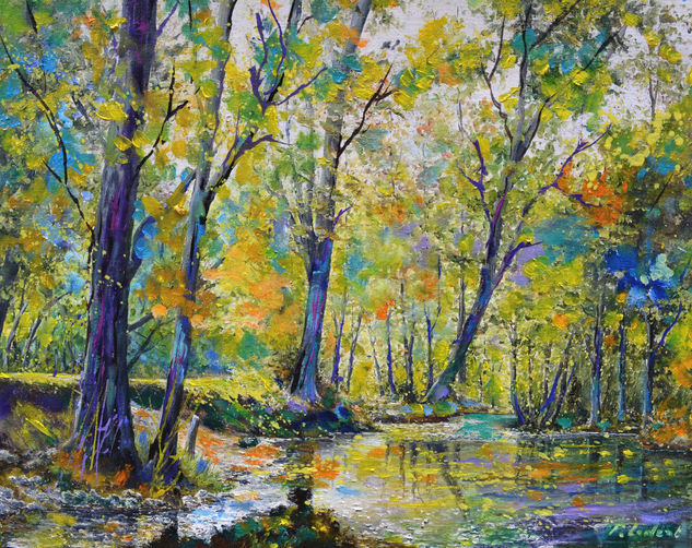 River in summer Oil Canvas Landscaping