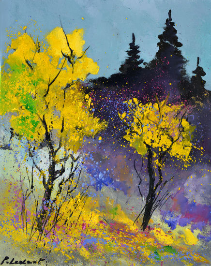 Yellow trees Oil Canvas Landscaping