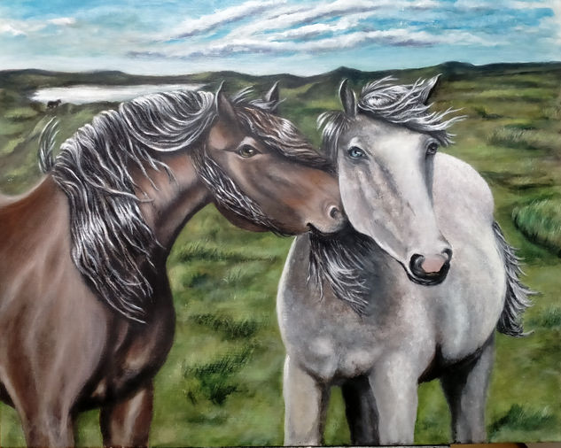 Caballos de montaña Acrylic Canvas Animals