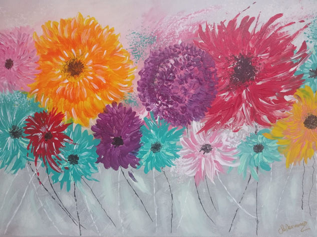 FUSIÓN Acrylic Canvas Floral Painting