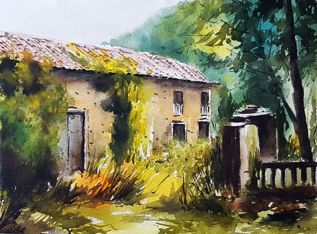 CASONA EN VILLAVICIOSA Watercolour Paper Landscaping