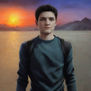 young man, sunset