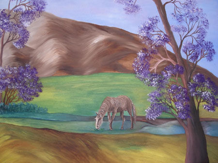 Caballo en la Pradera Oil Canvas Landscaping