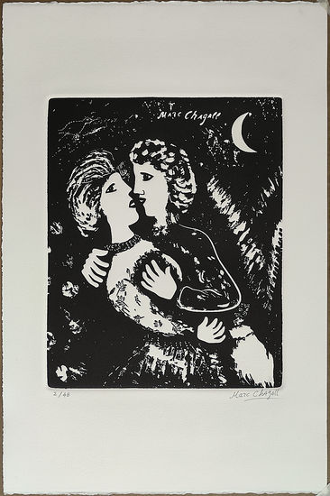 MARC CHAGALL - AMANTES Woodcut