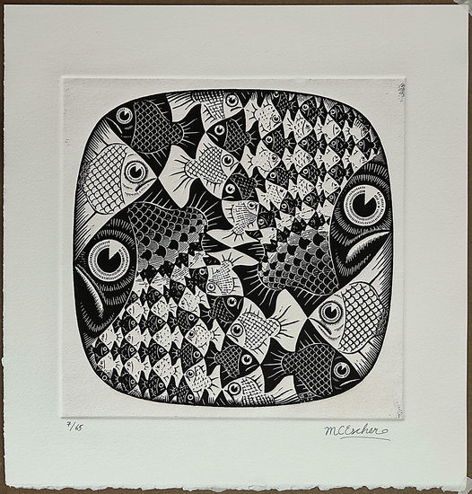 M.C. ESCHER - PECES Y ESCAMAS Woodcut