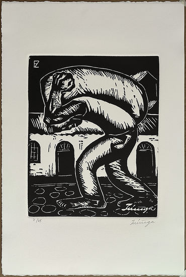 FRANCISCO ZUÑIGA - día de cosecha Woodcut