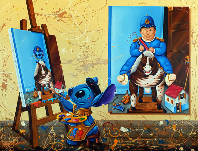 EXPERIMENTO 626 EN EL TALLER DE FERNANDO BOTERO Oil Canvas Figure Painting