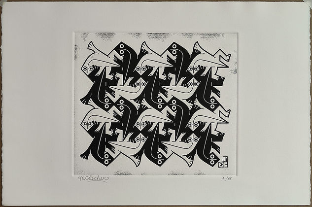 M. C. ESCHER - lagartijas Woodcut