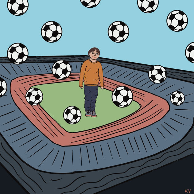 Realismo mágico: Niño, balones y estadio