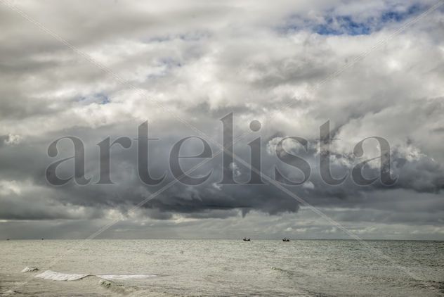 Fishing ships in the horizon , in Argentina