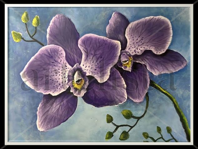 Orquídeas en invierno Acrylic Canvas Floral Painting