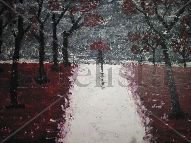 Lluvia roja Acrylic Canvas Landscaping