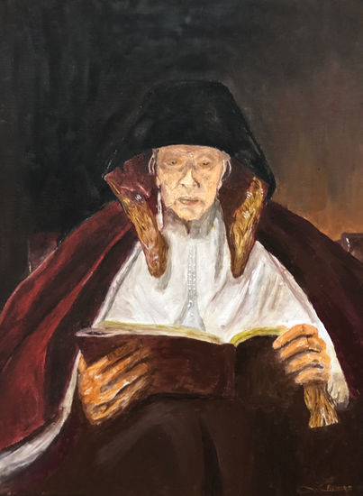 Anciana leyendo Óleo Lienzo Figura